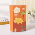 Orangefarbene Dinosaurier-Papiertüte mit Triceratops-Motiv für Süßigkeiten und Geschenke - Oranger Dinosaurier-Stil (7)