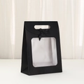 Sacchetto regalo nero con finestra trasparente e fiocco di raso decorativo - Finestra a Lembo-Nero / 26x19x9
