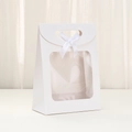 Elegant white paper gift bag with PVC window and satin bow for holiday souvenirs - Flap Window-White
