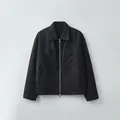 Giacca di lana nera da uomo con doppia cerniera e tasche applicate sul petto stile utility - S / Nero
