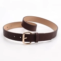 Classic dark brown snake pattern PU leather belt with elegant gold round pin buckle - Coffee