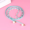 Light blue velvet wrap choker with small pearls and faux pearl charms for dresses - Lake Blue