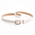 Elegante cintura sottile bianca da donna con fibbia ovale in metallo dorato lucido - Bianco