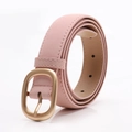 Cintura da donna in pelle nabuk rosa con fibbia ovale dorata e finitura opaca - Rosa