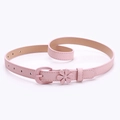 Cintura sottile rosa in finta pelle con fiore 3D e fibbia classica ad ardiglione - Rosa