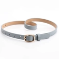 Elegant slim dusty blue leather belt for women with a gold oval buckle for jeans - Gray