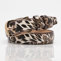 Fashionable leopard print PU leather belt for women with gold heart engraved buckle - Leopard Print