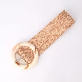 Ceinture élastique en paille avec boucle ronde en résine effet marbre beige - Chameau