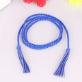 Cintura da donna in pelle scamosciata blu reale intrecciata con nappe e frange eleganti - Blu Zaffiro