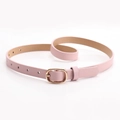 Elegant slim pink faux leather belt for women with golden oval buckle for pants - Light Pink