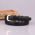 Women's black PU leather belt featuring a gold horseshoe buckle with heart engraving - Black