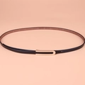 Ceinture femme en cuir véritable noir avec boucle en U dorée et style moderne minimaliste - Noir