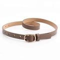 Elegant brown leather belt with a golden oval buckle for women's trousers - Dark Khaki
