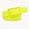 Unisex fluorescent yellow silicone belt with matching transparent square plastic buckle - Light Yellow