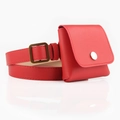 Chic red lychee grain waist bag with matching belt and gold metallic buckle hardware - Red