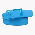 Unisex bright blue silicone belt with matching plastic buckle in candy color finish - Light Blue