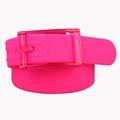 Fluorescent pink silicone belt with matching translucent plastic buckle for unisex wear - Rose Red