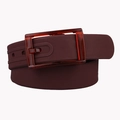 Unisex burgundy silicone belt with translucent amber resin buckle and grooved texture - Coffee