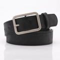 Cintura classica nera da donna in pelle PU con fibbia quadrata argento opaco - Nero