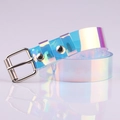 Cintura minimalista olografica trasparente in PVC con fibbia in metallo argento - Olografico 100