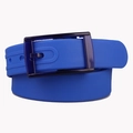 Unisex blue silicone belt with matching matte plastic buckle for a minimalist sport look - Sapphire Blue