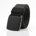 Ceinture tactique en toile de nylon noire avec boucle mate sans métal pour le plein air - Noir
