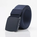 Dark blue tactical nylon belt with matte plastic buckle for outdoor and casual wear - Navy Blue