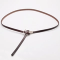 Cintura minimalista in vera pelle marrone scuro da donna con fibbia quadrata in metallo - caffè