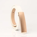 Minimalistischer weißer PU-Ledergürtel für Damen mit matter goldener glatter Schnalle - Weiß
