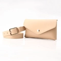 Mini bolso de cinturón beige de moda para mujer con elegante hebilla de metal dorado - Caqui