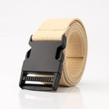 Ceinture en toile beige unisexe avec boucle robuste en plastique noir pour l'extérieur - Poche zippée