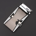 Fibbia automatica per cintura stile business in argento e canna di fucile con finitura spazzolata - Stile Nero Spazzolato Minimalista Business (X122)