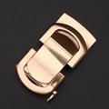 Men's leather belt with rose gold alloy automatic buckle featuring a brushed metal finish - Rose Gold Brushed Black Style (X137)