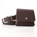 Marsupio vintage in pelle marrone scuro con fibbia magnetica argento e cintura coordinata - caffè