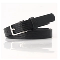 Women's black faux leather belt with lizard texture and silver square pin buckle - Lizard Embossed Black
