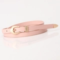 Eleganter schmaler hellrosa Ledergürtel für Damen mit goldener Vintage-Blumenschnalle - Rosa