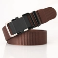Cinturón táctico de nailon trenzado marrón para hombre con hebilla de aleación negra mate - café