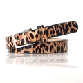 Fine ceinture femme en cuir synthétique avec motif léopard et boucle argentée - Imprimé léopard