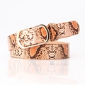 Women's faux snake skin belt with golden oval alloy buckle in brown and black hues - Snake Khaki