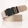 Cinturón táctico de nailon caqui para hombre con hebilla automática de aleación negra mate - Beige