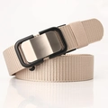 Heren tactische nylon riem kaki met tweekleurige automatische gesp voor spijkerbroek - Beige