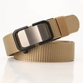 Tactische kaki nylon geweven riem met een geborstelde zilveren metalen gesp - Khaki