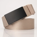 Khaki nylon canvas belt with black matte automatic buckle for outdoor leisure activities - Beige