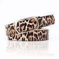 Cinturón de moda para mujer con estampado de leopardo y hebilla de metal dorado pulido - Estampado de leopardo