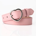Ceinture rose chic en similicuir pour femmes avec une boucle coeur en argent poli - Rose