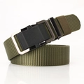 Ceinture tactique en nylon vert armée avec une boucle automatique en métal noir et argent - Vert Militaire