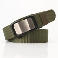 Tactical olive green nylon belt with brushed metal buckle for casual men wear - Army Green
