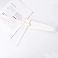 Minimalist white faux leather wide belt with geometric buckle and knotted tie design - White