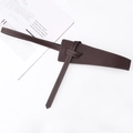 Ceinture en cuir marron foncé avec coutures blanches et boucle nouée pour femme - café