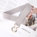 Ceinture élastique grise minimaliste avec une boucle métallique dorée entrelacée - Gris